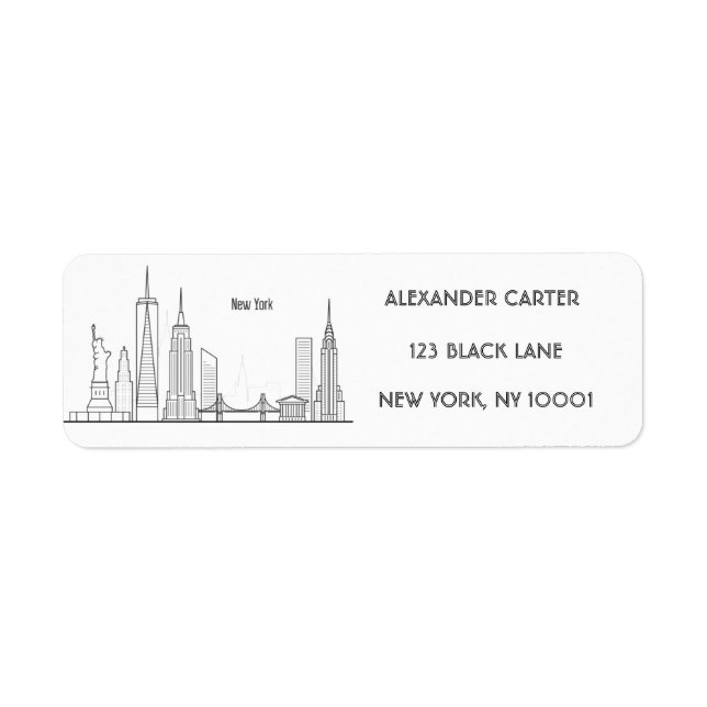 New York Skylin Silhouette Black Elegant Script La (Devant)
