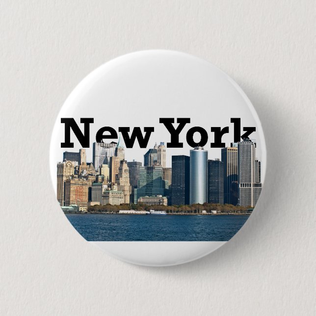 New York Skyline 2 Inch Round Button (Front)