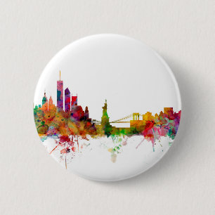 New York Skyline 2 Inch Round Button