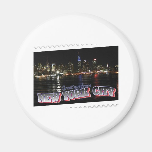 New York Skyline at Night Empire State Magnet (Front)