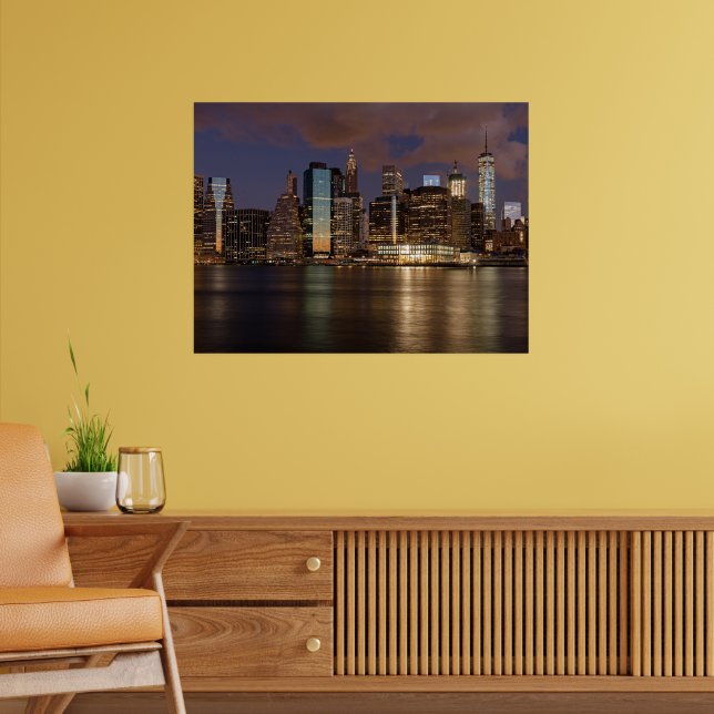 New York Skyline at Night Poster (Living Room 2)