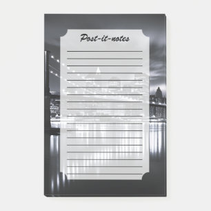 New York Skyline Brooklyn Bridge Monochrome Night Post-it Notes