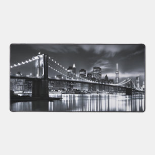 New York Skyline Brooklyn Bridge Monochrome Nuit