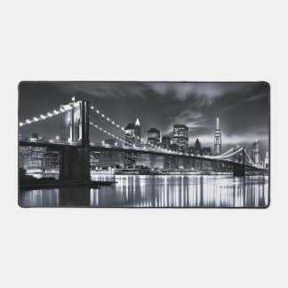 New York Skyline Brooklyn Bridge Monochrome Nuit