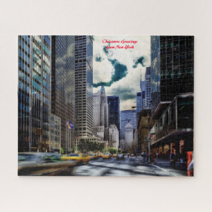 New York Skyline. Christmas Greetings Jigsaw Puzzle