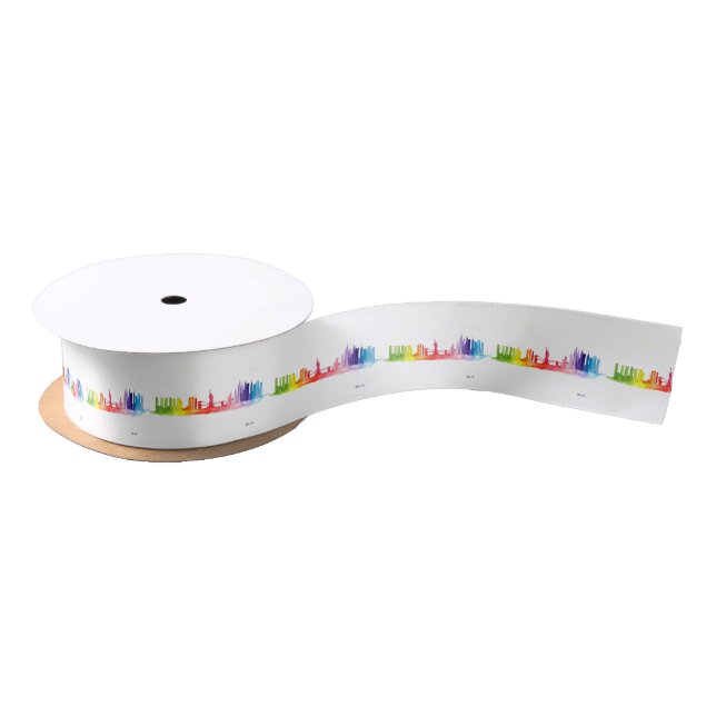 New York skyline Colourful watercolor nyc  Satin Ribbon (Spool)
