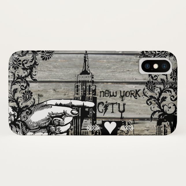 New York Skyline Damask Barn Wood Vines Case-Mate iPhone Case (Back (Horizontal))