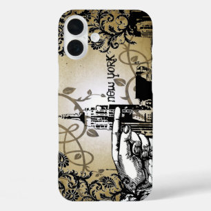 New York Skyline Damask Burnt Vines iPhone Case