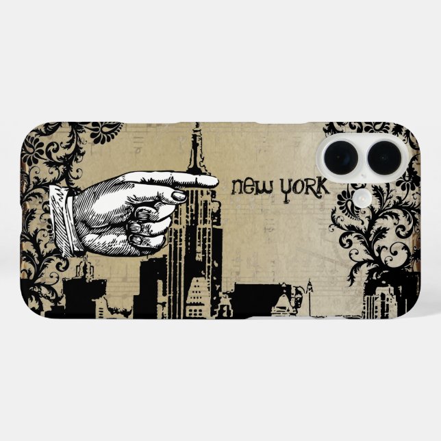New York Skyline Damask iPhone Case (Back (Horizontal))
