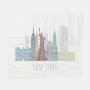 New York Skyline Fleece Blanket