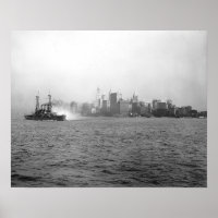 New York Skyline from Harbor, 1920. Vintage Photo