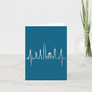 New York Skyline Heartbeat Love Statue Of Liberty  Card