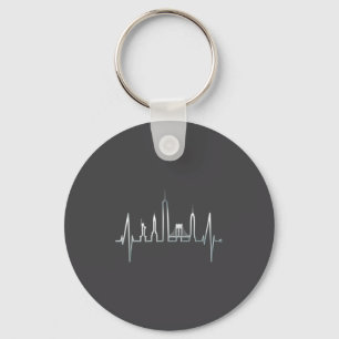 New York Skyline Heartbeat Love Statue Of Liberty  Keychain