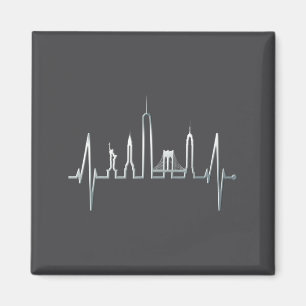New York Skyline Heartbeat Love Statue Of Liberty Magnet