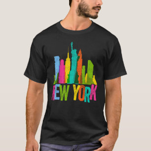 New York Skyline Heartbeat Statue of Liberty I Lov T-Shirt