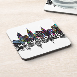 New York skyline in graffiti  Beverage Coaster