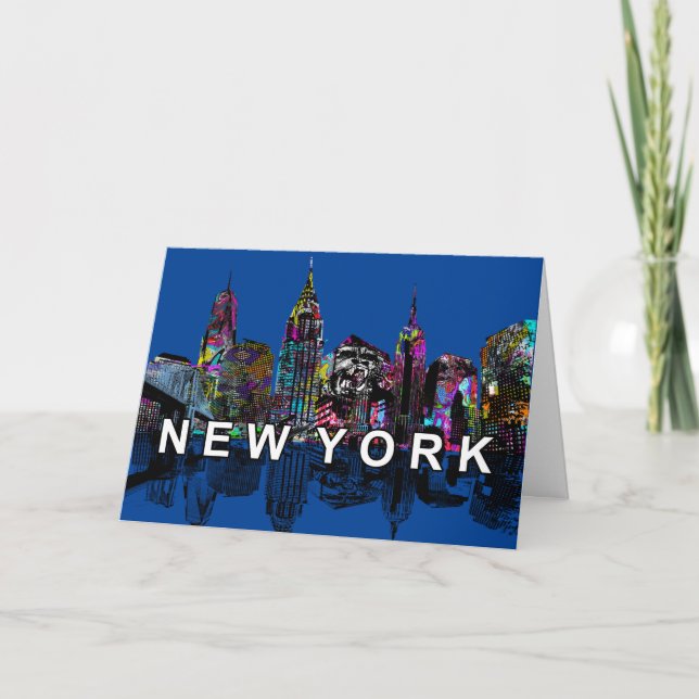 New York skyline in graffiti  Card (Front)