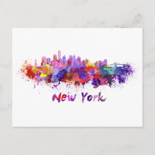New York skyline in watercolor Postcard