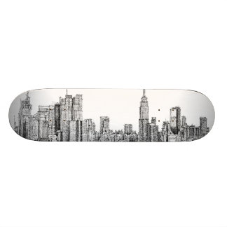 New York skyline ink skateboard