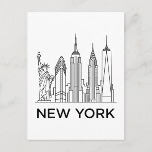 New York Skyline Minimalist Line Art Postcard
