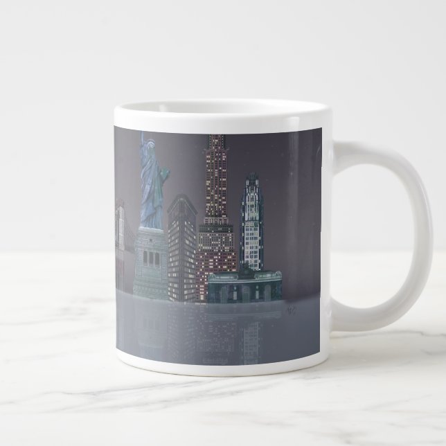 New York Skyline Night Reflections Large Coffee Mug (Right)