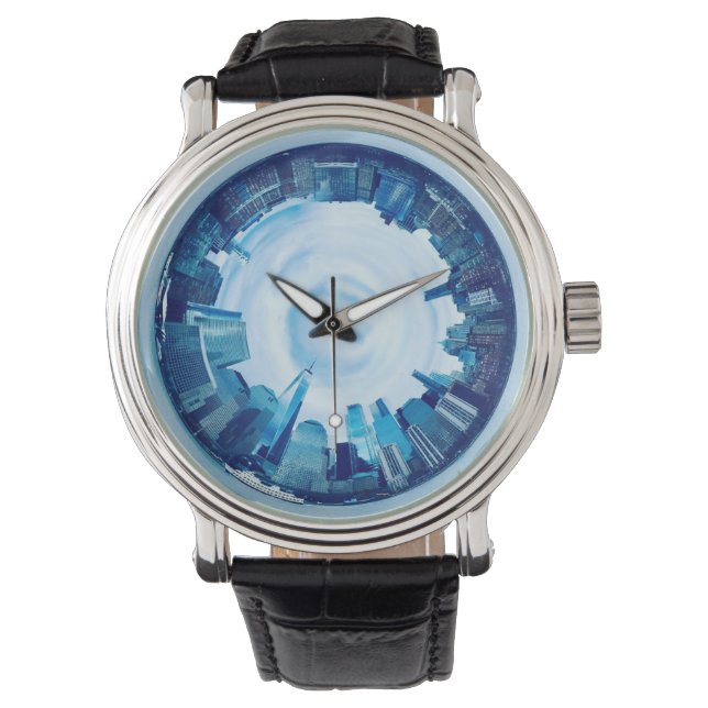 new york skyline of skyscrapers in round watch (Front)