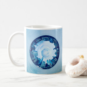 New York skyline of skyscrapers round coffee mug 