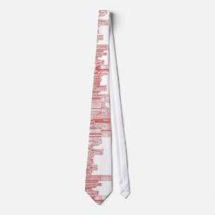 New York skyline pink red Tie