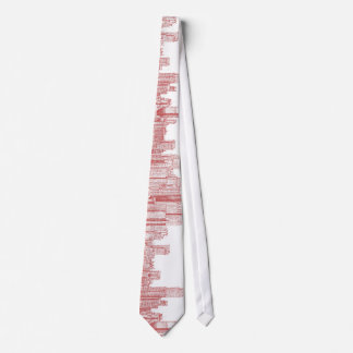 New York skyline pink red Tie