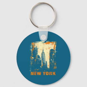 New York Skyline Punk Grunge Keychain