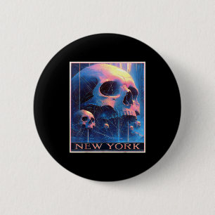 New york skyline punk grunge vintage retro graffit 2 inch round button