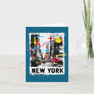 New york skyline punk grunge vintage retro graffit card