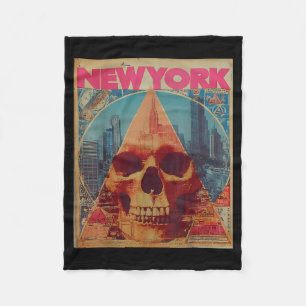 New york skyline punk grunge vintage retro graffit fleece blanket