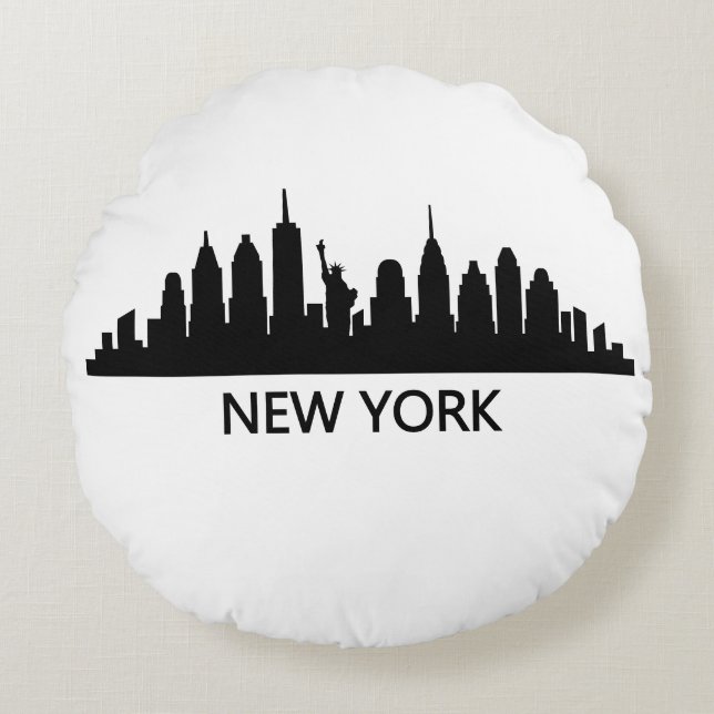 New York Skyline Round Pillow (Front)