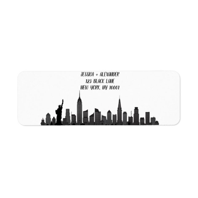 New York Skyline Silhouette Black Elegant Script (Front)