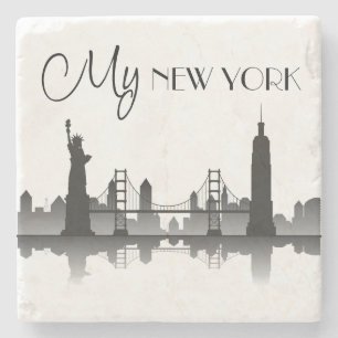 NEW YORK Skyline Silhouette Modern Stone Coaster