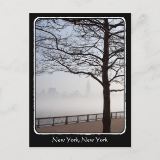 New York Skyline Silhouette Tree Branches border Postcard