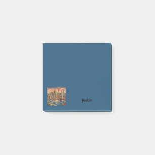 New York Skyline Travel Art Vintage Personalize Post-it Notes