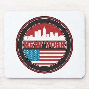 New York Skyline   United States Flag Mouse Pad