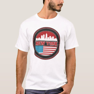 New York Skyline   United States Flag T-Shirt