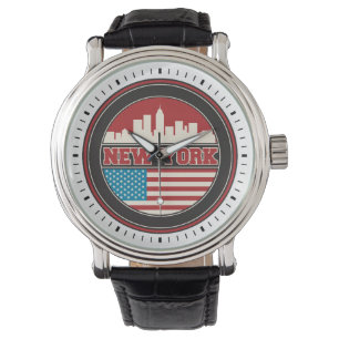 New York Skyline   United States Flag Watch
