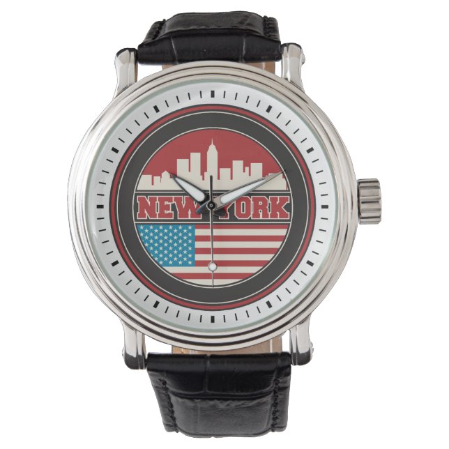 New York Skyline | United States Flag Watch (Front)