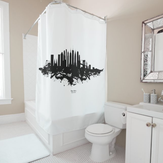 New York Skyline Watercolor Black and White (In Situ)