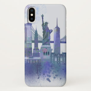 New York Skyline - Watercolor Blue Case-Mate iPhone Case
