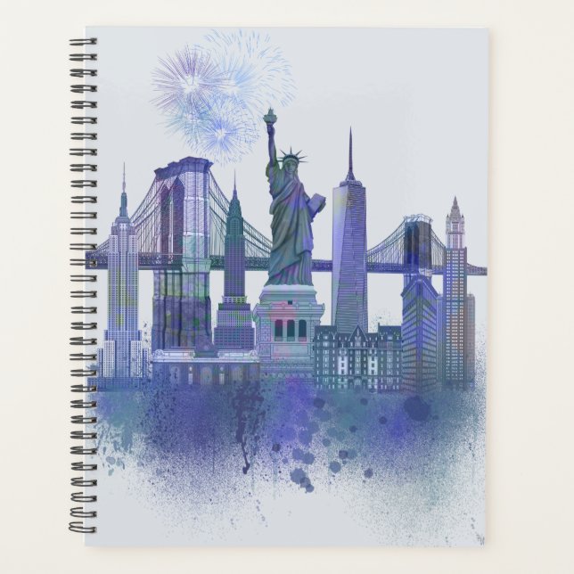New York Skyline - Watercolor Blue Planner (Front)