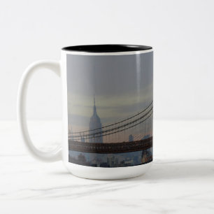 New York Skyline with Brooklyn Bridge Two-Tone Coffee Mug