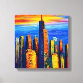 New York skyscrapers at sunset Canvas Print
