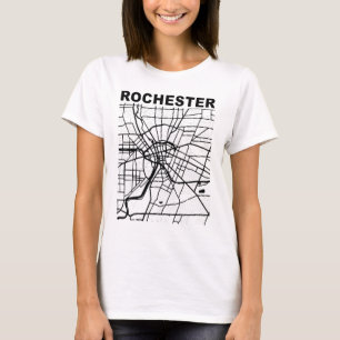 New York Souvenir Rochester City Street Map T-Shirt