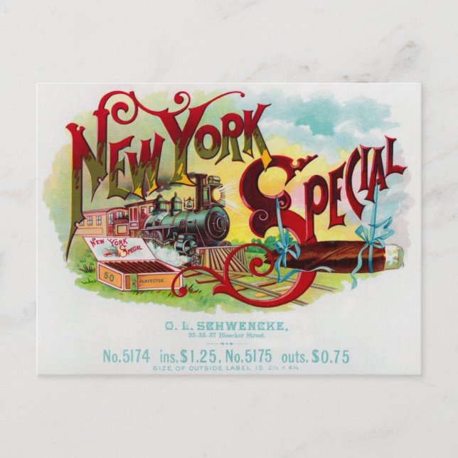 New York Special vintage cigar label Postcard (Front)