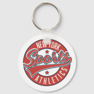 new york sports athletic logo classic round sticke keychain